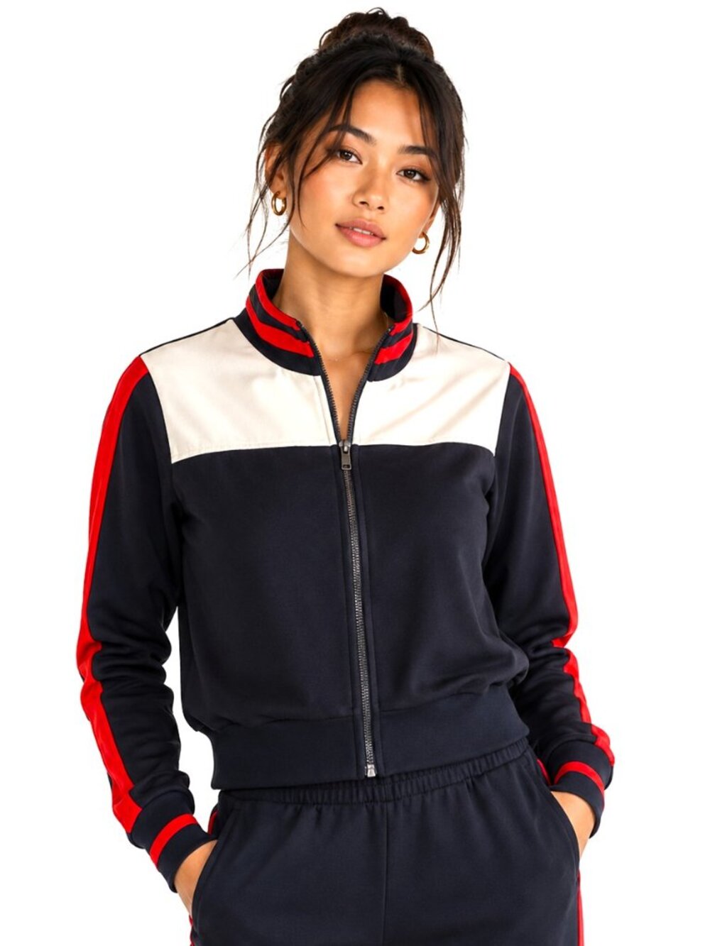 Wild Fable Colorblock Stripe Zip Front Jacket